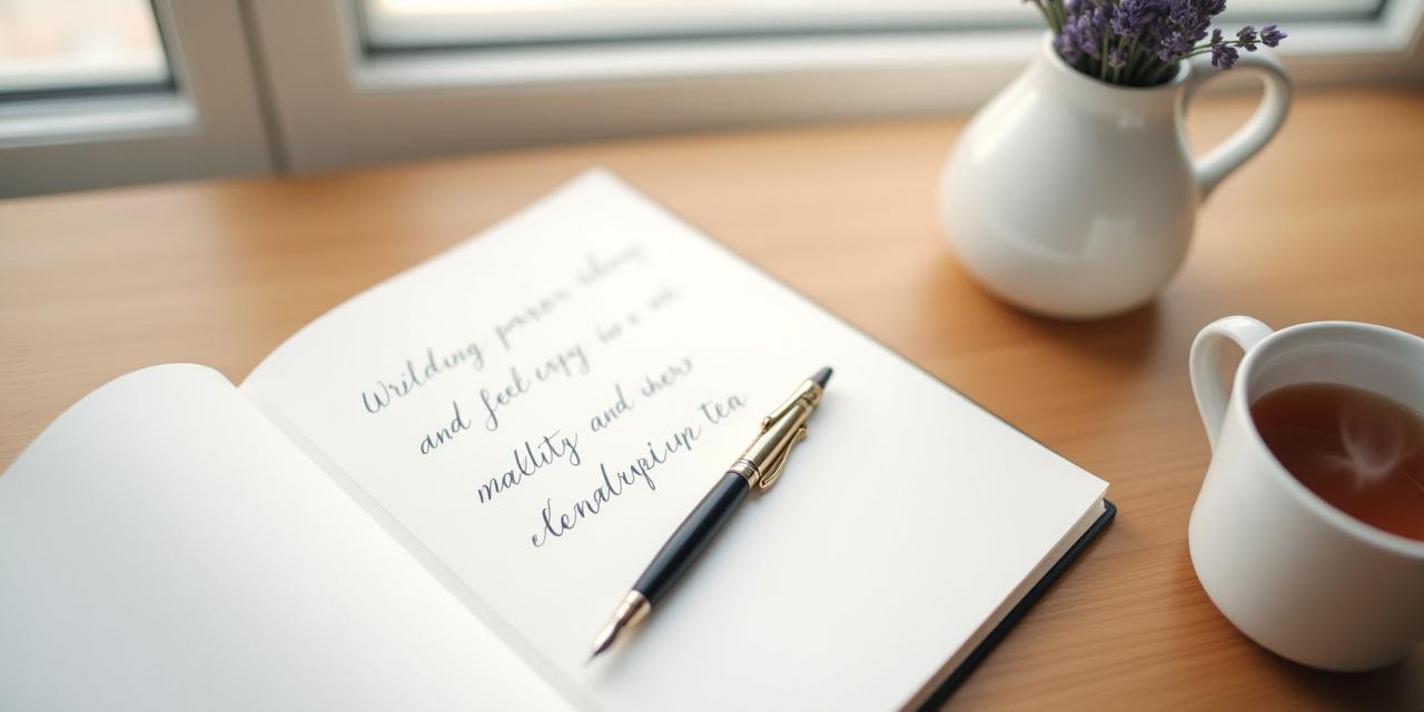 Creative writing desk with notebook and colored pens